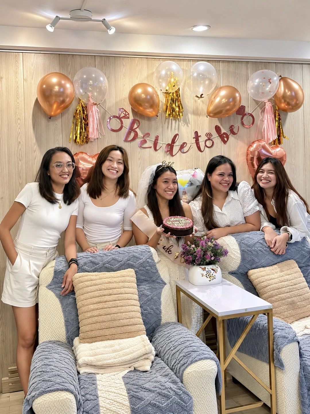 Bride-to-be and her bridal party celebrating a bridal shower at AyuriNails Beauty Lounge, Poblacion Makati
